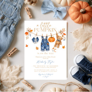 Invitación Ropa de otoño para niño Oso de calabaza Baby Showe