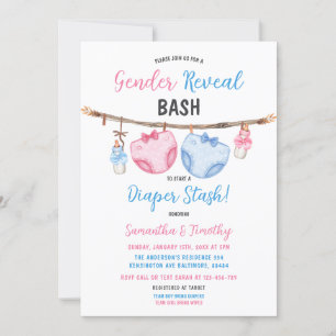 Invitación Ropa de pañal de papel para revelar su género