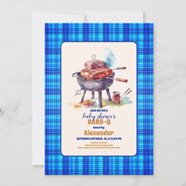 Invitación Ropa de Picnic Baby Q Baby Shower (Anverso)