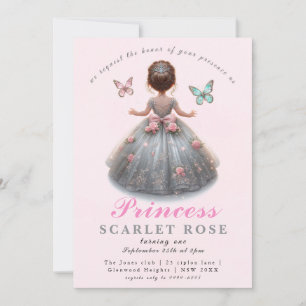Invitación Ropa de plata rosa vestido Fairytale fiesta de cum