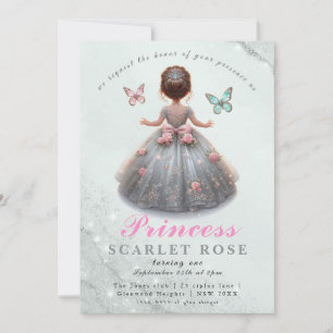 Invitación Ropa de plata rosa vestido Fairytale fiesta de cum