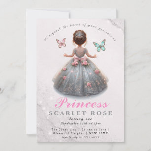 Invitación Ropa de plata rosa vestido Fairytale fiesta de cum