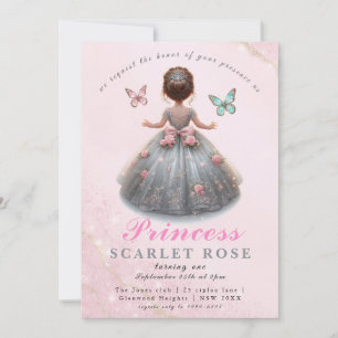 Invitación Ropa de plata rosa vestido Fairytale fiesta de cum