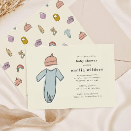 Invitación Ropa de recién nacidos con género Baby Shower neut