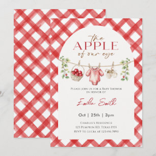 Invitación Ropa de ropa de bebé de Apple roja otoño ducha de