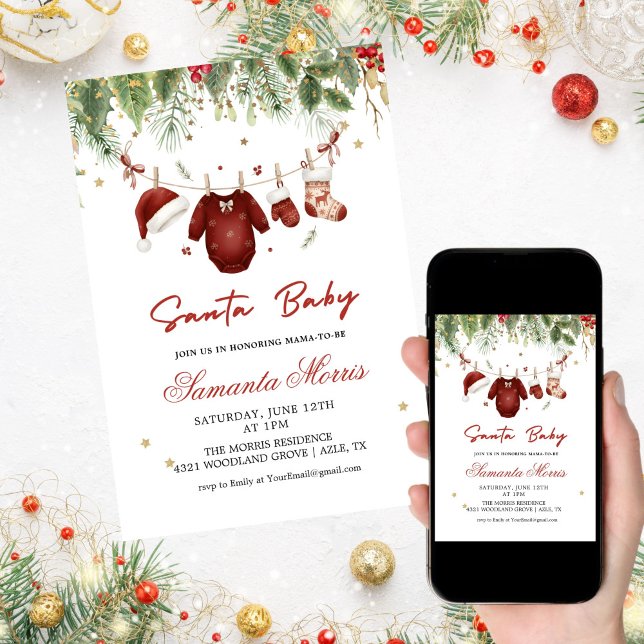 Invitación Ropa de Santa para Bebé, Regalos para Cumpleaños d (Subido por el creador)