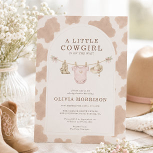 Invitación Ropa de Vaquera Pequeña para Baby Shower con Patró