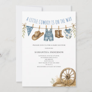 Invitación Ropa de vaquero para bebé Shower de vaquero pequeñ