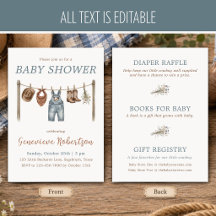 Ropa de vaquero rústica para baby shower azul