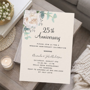 Invitación Ropa de vegetación floral aniversario 25 boda