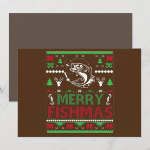Invitación Ropa fea de Navidad para pescar lubina, Feliz pezc