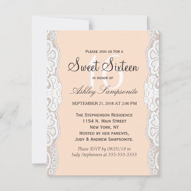 Invitación Ropa floral blanca en Peachy Beige (Anverso)