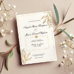 Invitación Ropa floral de oro blanco geométrico minimalista<br><div class="desc">La minimalista invitación geométrica de boda floral blanca y dorada es perfecta para cualquier ceremonia elegante y sofisticada. Este exquisito y elegante marco floral dorado y deslumbrante es perfecto para una pareja moderna y elegante. Personalizar este diseño con su propio mensaje e información personalizada. Todos los diseños están impresos.</div>
