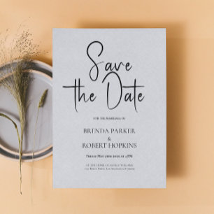 Invitación Ropa Gris Ligera Simple Guión Negro Guardar La Fec
