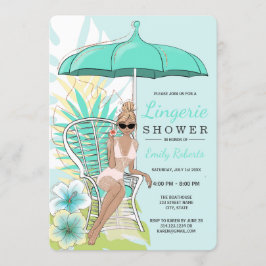 Invitación Ropa Interior Azul Ducha Novia Rubia