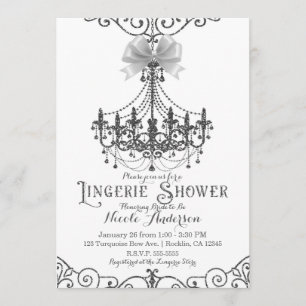 Invitación Ropa interior chic de arco blanco y plateado para