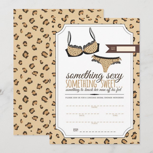 Invitación Ropa Interior Con Estampado De Leopardo Para Despe (Anverso / Reverso)