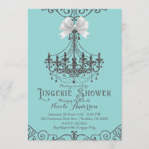 Invitación Ropa interior de arco blanco de turquesa y plata p