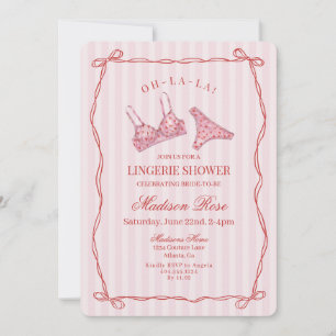 Invitación Ropa interior de corazones rosados y rojos para fi