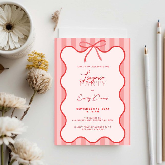 Invitación Ropa Interior de Fiesta con Borde Retro Caprichoso (Subido por el creador)