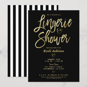Invitación Ropa interior de oro glamuroso con rayas blancas y