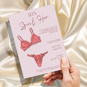Invitación Ropa interior de soltera para ducha de novia rosa