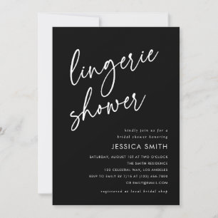 Invitación Ropa interior minimalista negra para foto de ducha