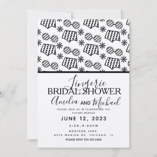 Invitación Ropa Interior Retro con Dibujos Florales para Desp