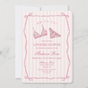 Invitación Ropa Interior Rosa Pastel para Ducha de Novia en E