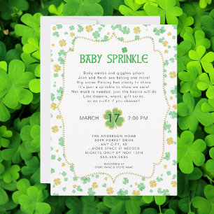 Invitación Ropa irlandesa Bebé Sprinkle, oro verde neutro
