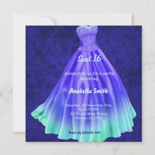 Invitación Ropa larga Dulce 16 (Azul)