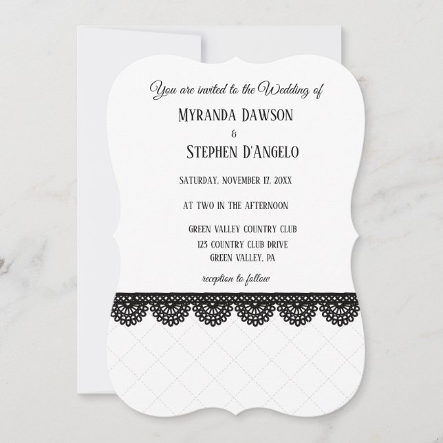 Invitación Ropa negra en la boda blanca personalizada (Anverso)
