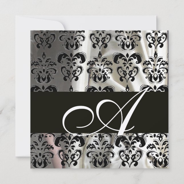 Invitación ROPA NEGRA Y BLANCA ROPA ROPA MONOGRAMA Champagne (Anverso)
