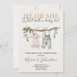 Invitación Ropa Neutral para bebés Revelación de Género Boho