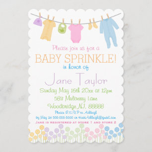 Invitación Ropa pequeña Bebé Espolvorear
