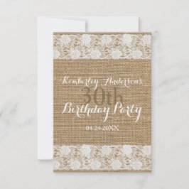 Invitación Ropa romántica y burlap - Fiesta de cumpleaños núm