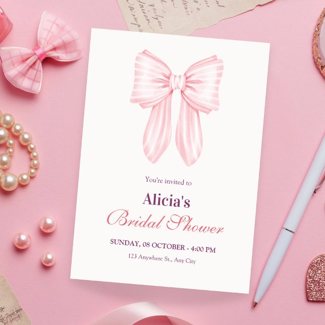 Invitación Ropa rosa de lazo suave ducha de novia (Subido por el creador)