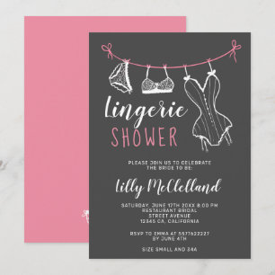 Invitación Ropa rosa moda lencería ducha de novia