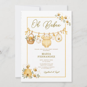 Invitación Ropa tendida para baby shower de Abeja Miel Oh Beb