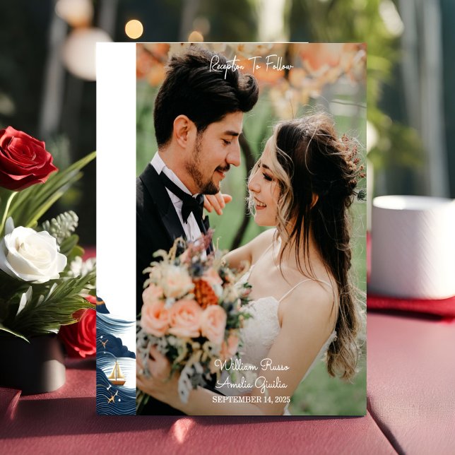 Invitación Rope Knot Boat Ship Foto Boda de la frontera (Subido por el creador)