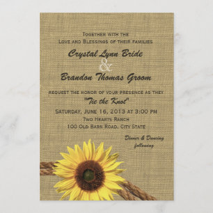 Invitación Rope occidental y Boda de girasoles