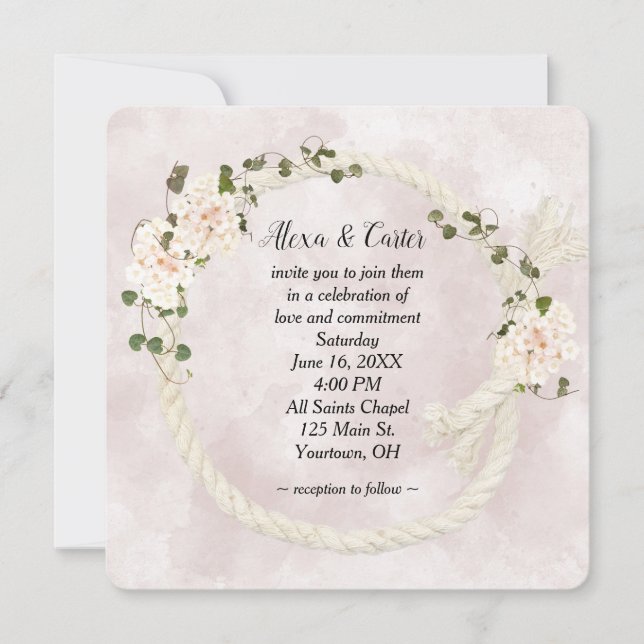 Invitación Rope Wreath e Hydrangea Bouquets (Anverso)