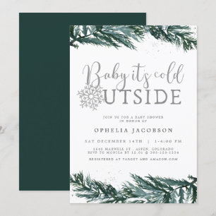 Invitación RORY Baby It Cold Fuera Winter Pine Baby Shower