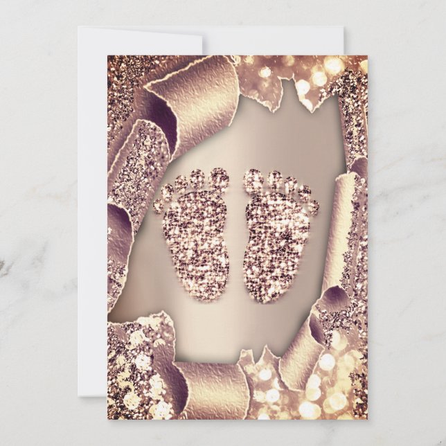 Invitación Rosa 3D VIP de glamour de Chica nuevo de Baby Show (Reverso)