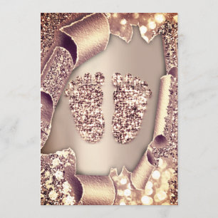 Invitación Rosa 3D VIP de glamour de Chica nuevo de Baby Show