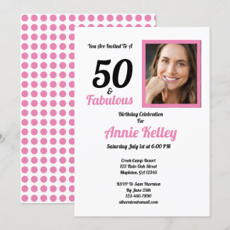 Invitación Rosa 50 y fabulosa fiesta de cumpleaños número 50
