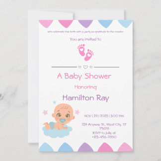 Invitación rosa a Baby Shower