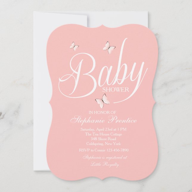Invitación rosa a Baby Shower (Anverso)
