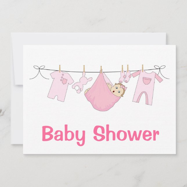 Invitación rosa a Baby Shower (Anverso)