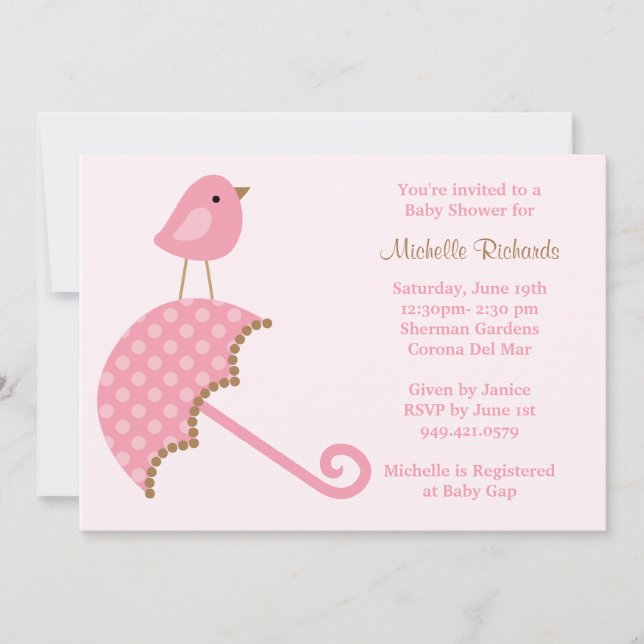 Invitación rosa a Baby Shower (Anverso)